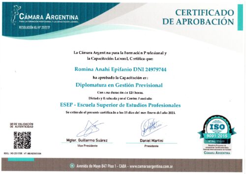 CÁMARA ARGENTINA PARA LA FORMACIÓN PROFESIONAL Y LA CAPACITACIÓN LABORAL